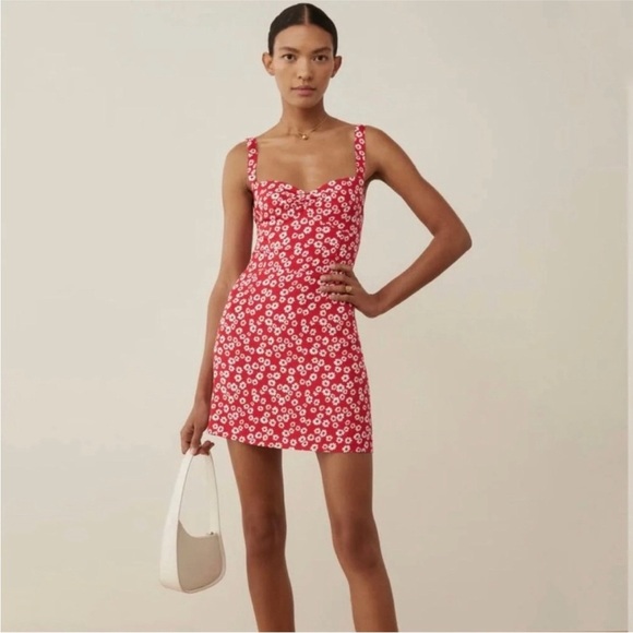 Reformation Floral Red Mini Dress EUC - Picture 2 of 8